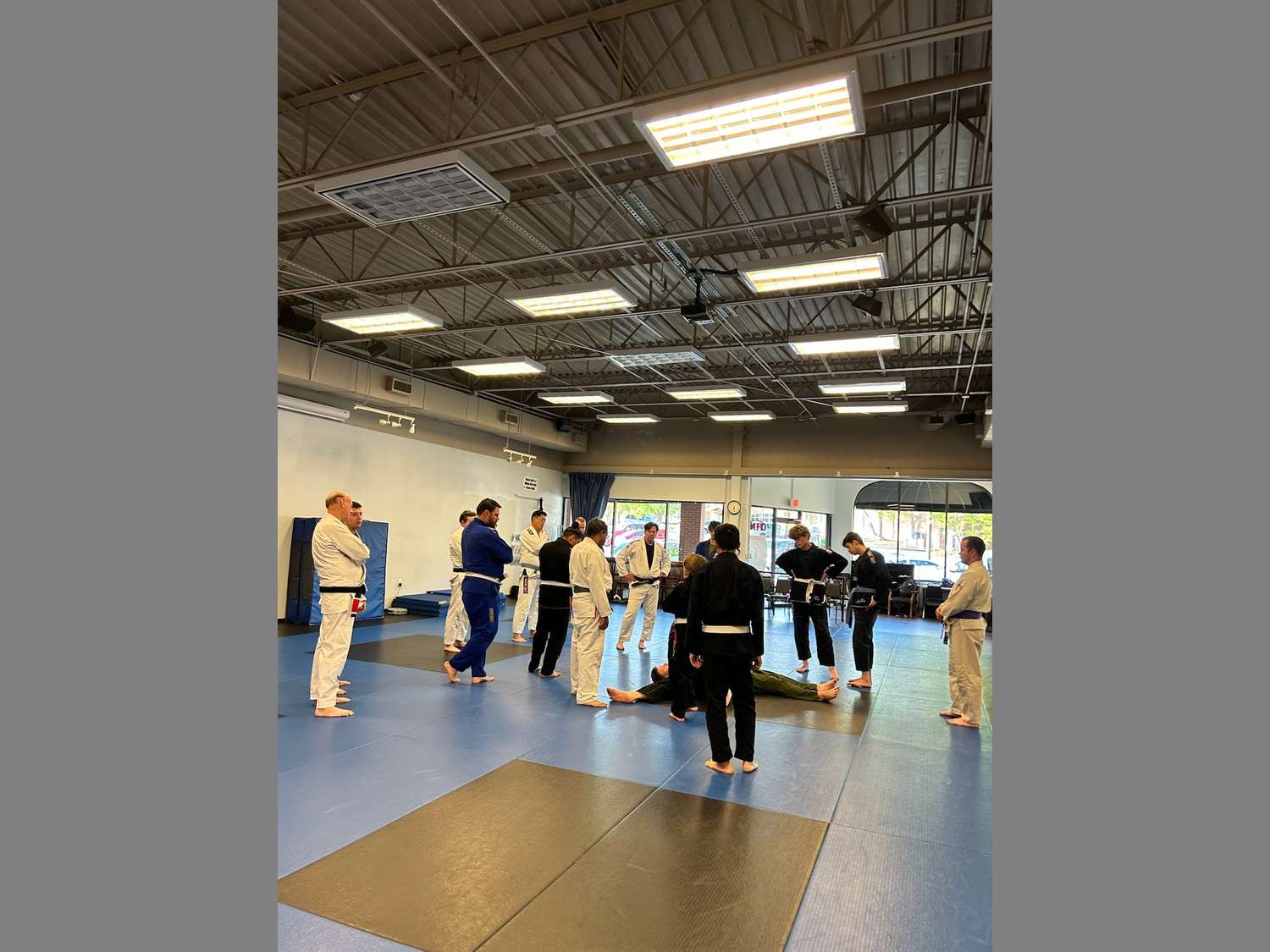 Jiu-Jitsu Instruction Gathered Around